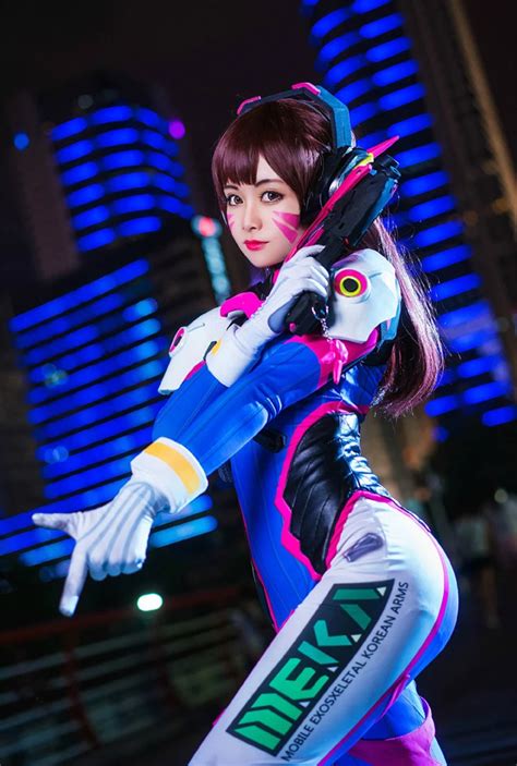 Ow Dva Cosplay Costume Faux Leather Tights Dress Driving Suit Free