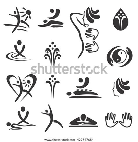 Spa Massage Icons Set Black Icons Stock Vector Royalty Free 429847684