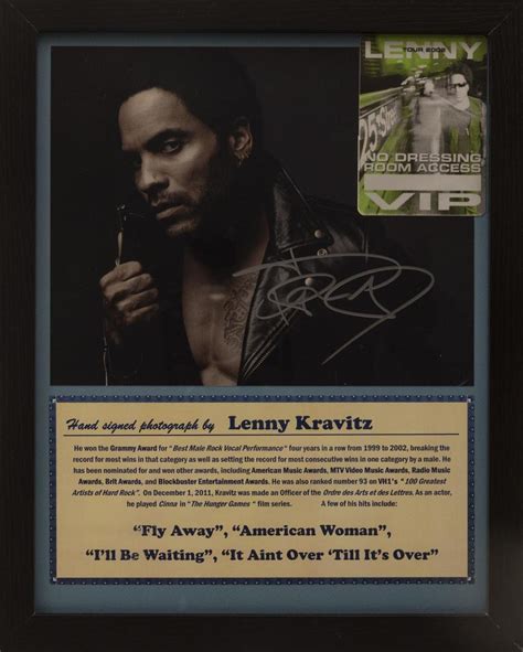 Lot Lenny Kravitz Signed Photo Concert Pass Hand Signed Photo By