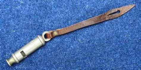 1915 Dated Ww1 Officers Trench Whistle And Leather Strap In Communication