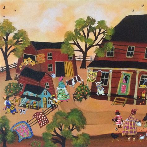 Primitive African American Folk Art Painting Farm Life Etsy Canada