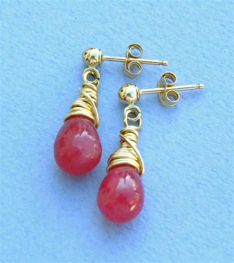 Ruby Earrings Ruby Briolettes Wire Wrapped With Gold Fill Flickr