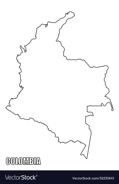 Colombia Solid Black Outline Border Map Of Country Ar