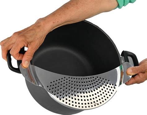 Home X Stainless Steel Pot Strainer With Recessed Grips