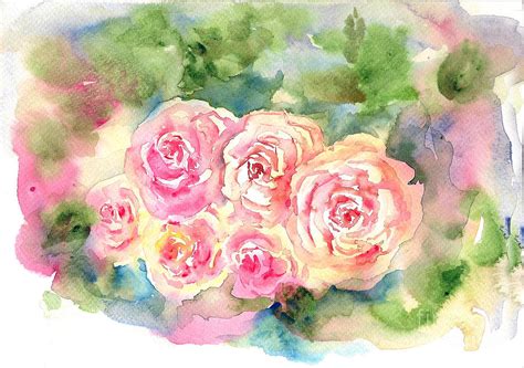 English Roses Painting By Asha Sudhaker Shenoy Fine Art America