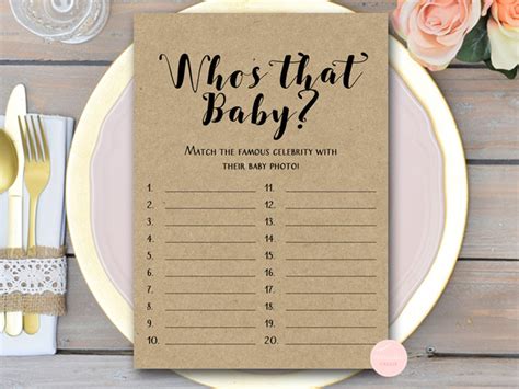 Rustic Whos That Baby Game Guess Who Baby Shower Game Etsy Uk