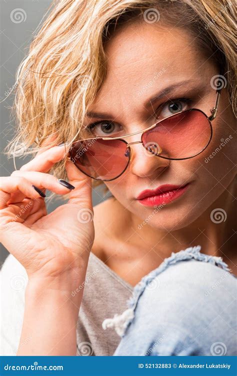 Blonde With Glasses Stock Image Image Of Girl Beautiful 52132883