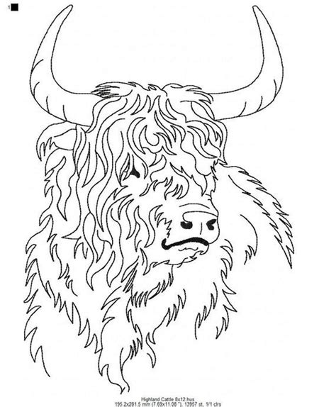 Highland Cattle Machine Embroidery Design Pattern Four Sizes Etsy