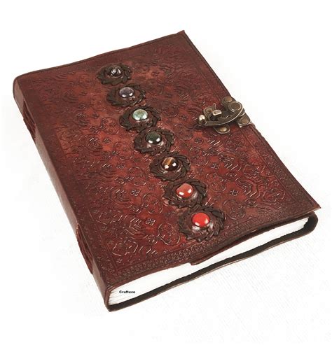Large Leather Journal With Lock Spell Book Journal Embossed Etsy