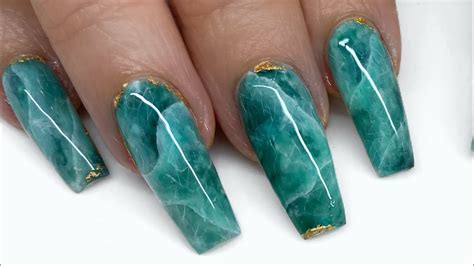 Crystal Nail Tutorial Jade Nail Artreally Green Fluoritewith Gel