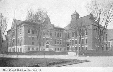 Freeport Illinois High School Building Street View Antique Postcard