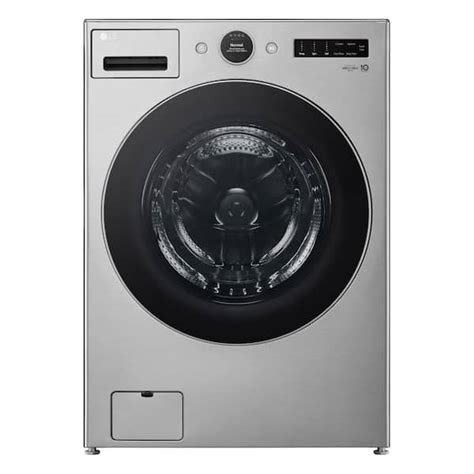 Lg 4 5 Cu Ft Stackable Smart Front Load Washer In Graphite Steel With Turbowash 360 And