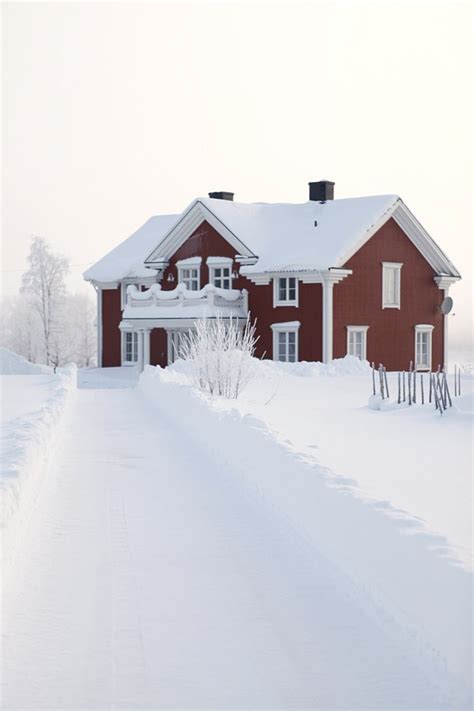 Beautiful Country Winter ※ Winter Pictures Red Houses Winter Scenes