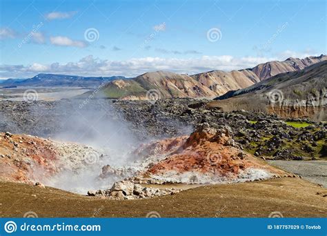 Icelandic Mountain Landscape Colorful Volcanic Mountains In The