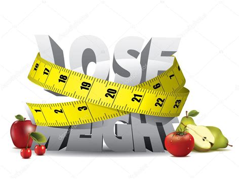 Lose Weight Text With Measure Tape And Fruits Stock Illustration By
