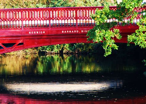 Free Images Bridge Flower River Reflection Red Autumn Paint