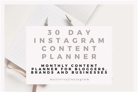 30 Day Instagram Content Planner Creative Instagram Templates