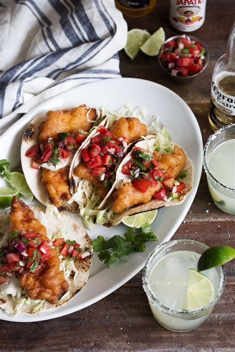 Here's a tasty and healthy side to go with tacos: Beer Battered Baja Fish Tacos with Herb Yogurt Sauce ...