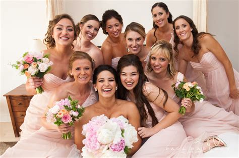 The Excitement Before The Ceremony Bride Bridesmaids Group Photo Love The Blus Wedding
