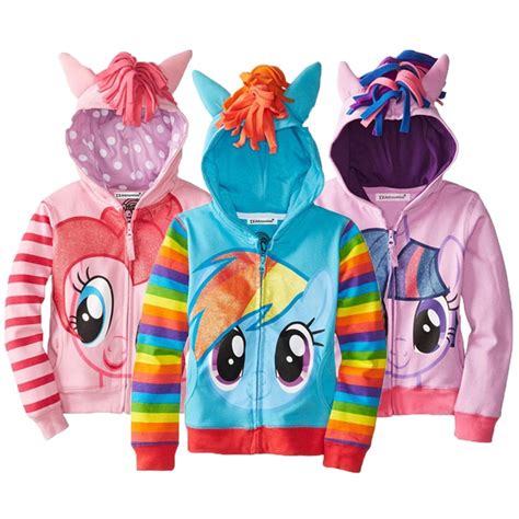 My Little Pony Girls Coat Novelty Kids Jacket Children Lovely Hooded