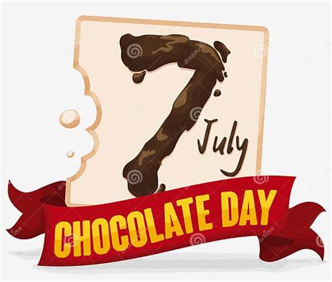 White Chocolate With Brown Date And Ribbon For Chocolate Day Vector