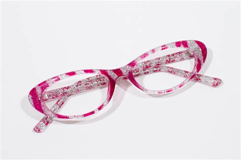 Sparkle Cat Striped Glitter Glasses Bright Pink Or Purple
