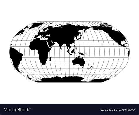 World Map In Robinson Projection With Meridians Vecto Vrogue Co