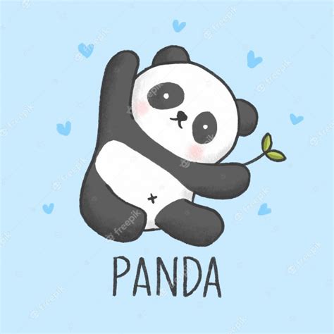 Premium Vector Cute Panda Cartoon Hand Drawn Style