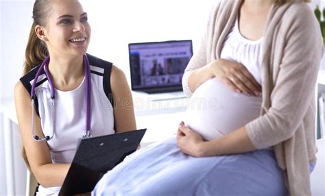 Gynecology Consultation Pregnant Woman With Her Doctor In Clinic Stock Image Image Of Healthy