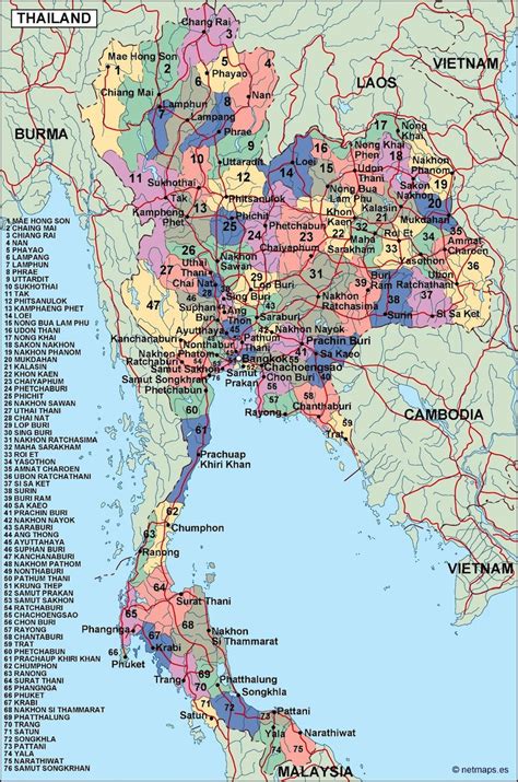 Thailand Political Map Eps Illustrator Map Vector World Maps Images