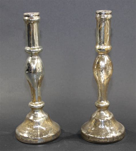 Pair Of Mercury Glass Silvered Candlesticks For Sale At 1stdibs