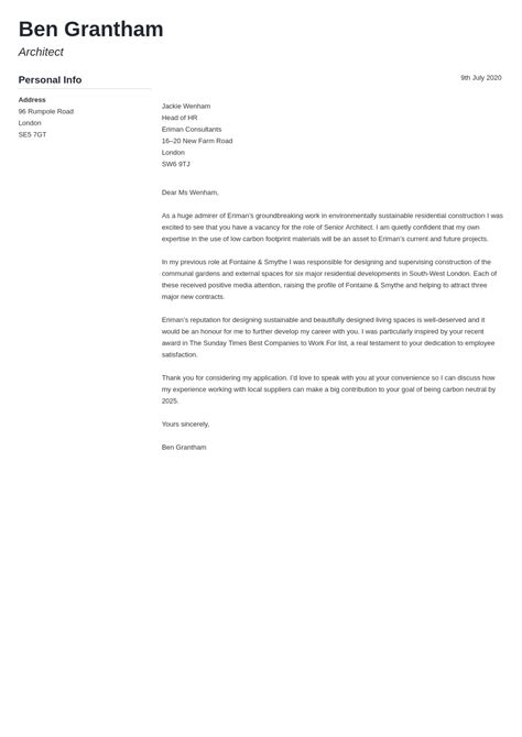Architecture Cover Letter Examples And Writing Guide