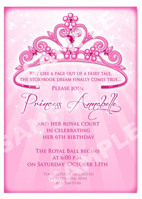 printable princess invitation cards birthday party ideas