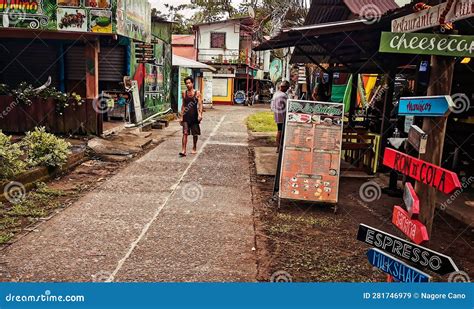 Tortuguero Street In Main Town Costa Rica Editorial Stock Image