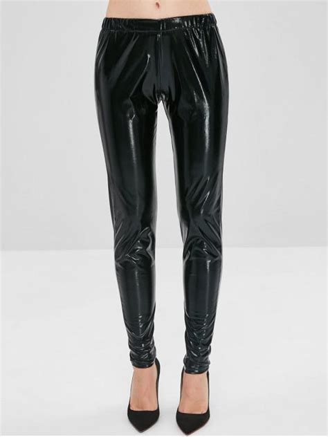 28 Off 2021 Glossy Patent Leather Pants In Black Zaful