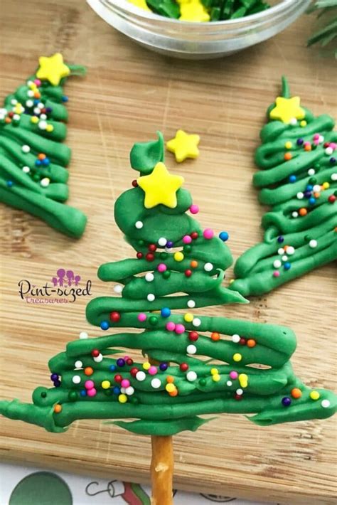 Edible Christmas Tree Chocolate Pretzel Recipe · Pint Sized Treasures