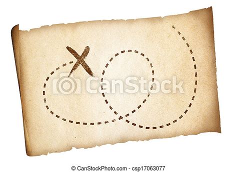 Simple Old Treasure Pirates Map With Marked Path And Location Canstock