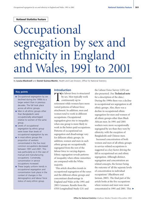 Pdf Occupational Segregation By Sex And Ethnicity In England And Hot