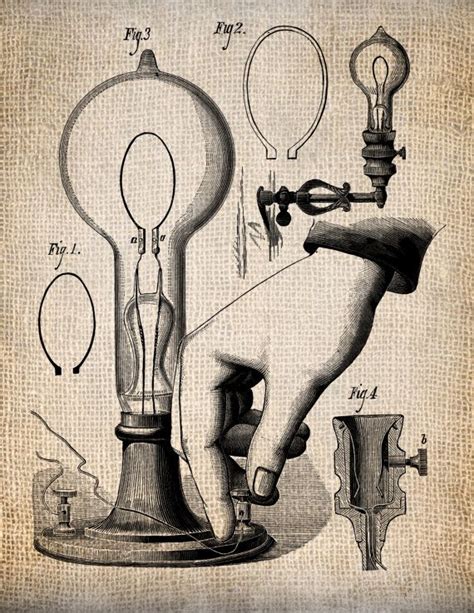 Antique Steampunk Edison Electricity Lamp Lightbulb Illustration