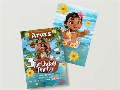 Editable Moana Birthday Invitation Template Disney Princess Moana