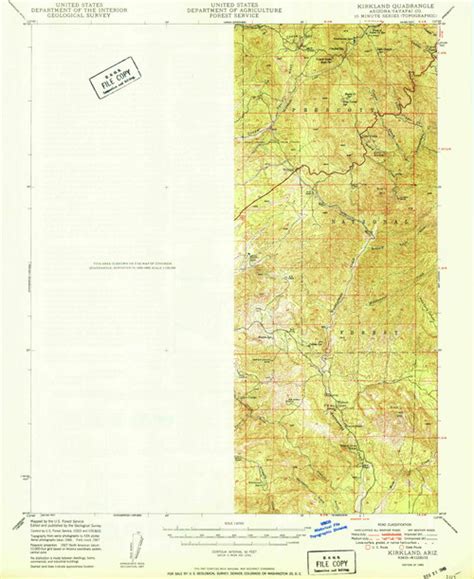Kirkland Arizona 1950 1950 Usgs Old Topo Map Reprint 15x15 Az Quad