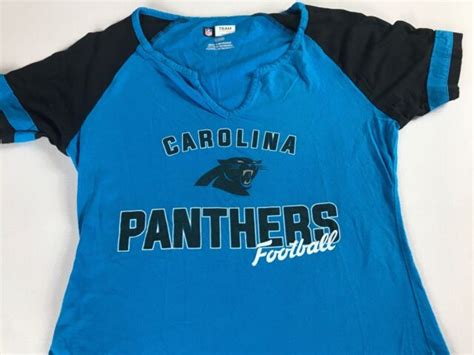 Carolina Panthers T Shirt Womens Xss V Neck Blue Nfl Football Cotton