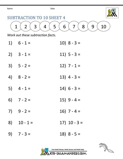 Vedic maths book was written by swami bharati krishna tirtha, who was an indian monk. Subtraction to 10 Worksheets