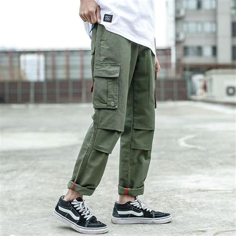 high street fashion men s jeans casual pants army green loose fit big us 26 99