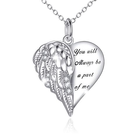 Buy YFNGuardian Angel Wings Heart Necklace Sterling Silver Angel Wings Memorial Sympathy Jewelry