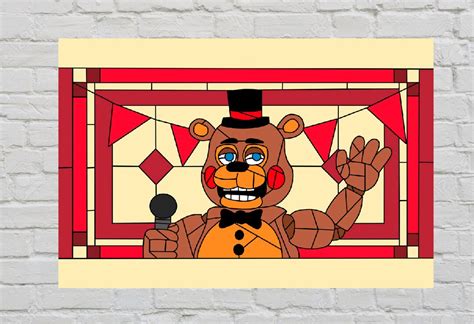 Freddy Stained Glass Five Nights At Freddys Poster Etsy