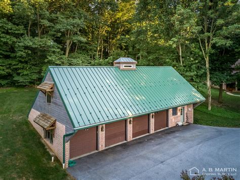 Brick Garage With Classic Green Abseam Roof Ab Martin