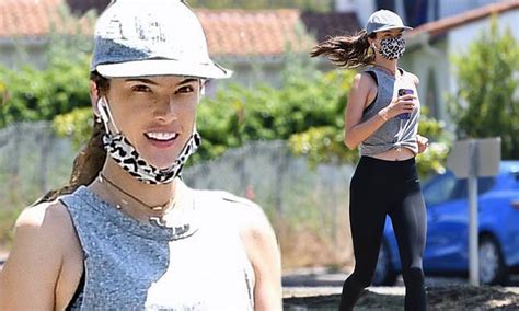 Alessandra Ambrosio Flashes Her Toned Midriff As She Enjoys A Solo Run Around Brentwood