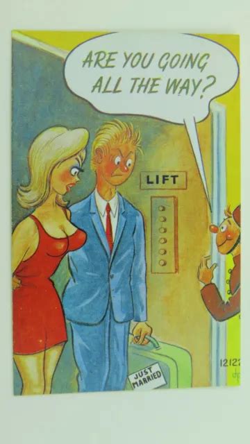 Vintage Risque Comic Postcard Blonde Big Boobs Wedding Honeymoon