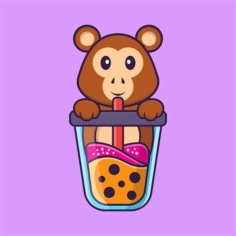 Premium Vector Cute Monkey Mascot Character Animal Cartoon Concept